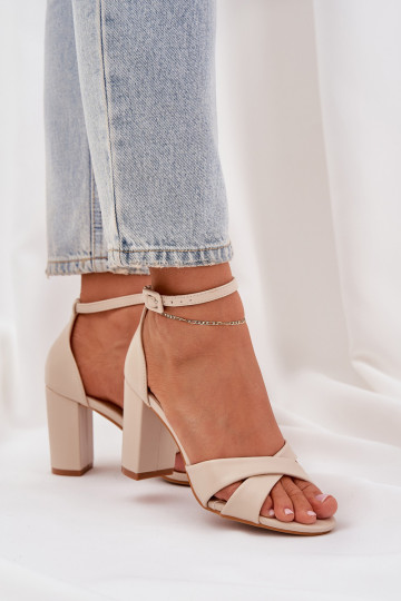 sandalen Op SłupkoInym Obcasie van ecoleer beige Lanaria