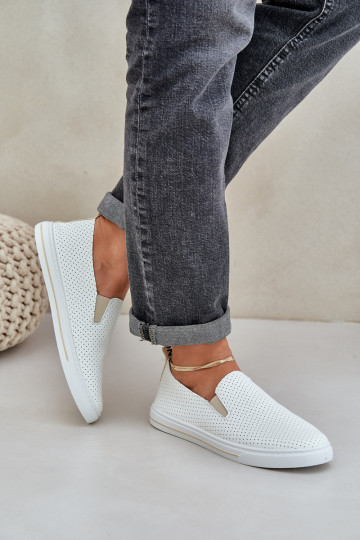 Un modèle convaincant Eko Peau Féminin Baskets chaussures décontractées avec une note couleur ivoire Zalinne