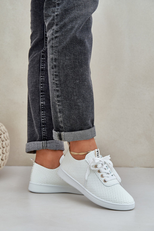 Durchbrochene Damen-Schnürsneaker elfenbeinfarbe Carinel Durchbrochene Damen-Schnürsneaker elfenbeinfarbe Carinel