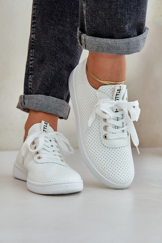 Durchbrochene Damen-Schnürsneaker elfenbeinfarbe Carinel Durchbrochene Damen-Schnürsneaker elfenbeinfarbe Carinel