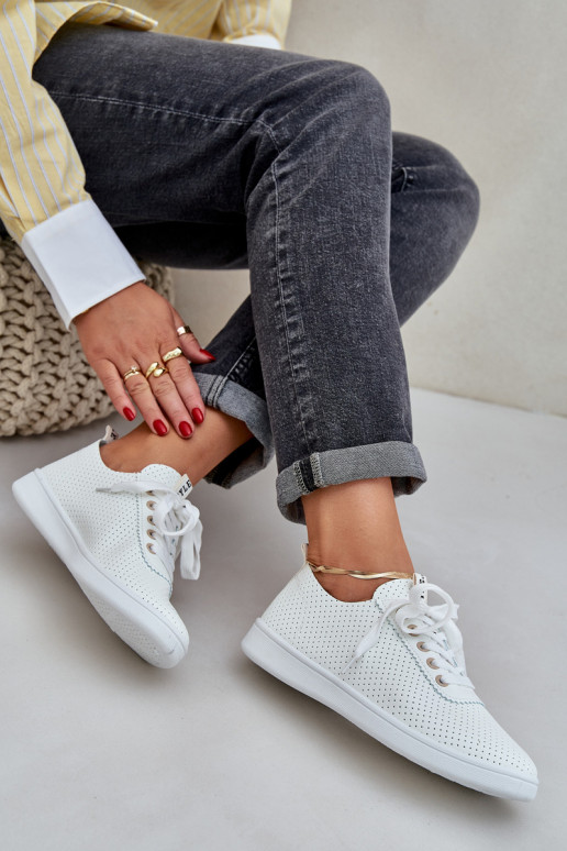 Dames opengeInerkte veterschoenen ivoor Carinel