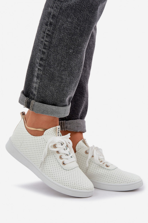 Durchbrochene Damen-Schnürsneaker elfenbeinfarbe Carinel Durchbrochene Damen-Schnürsneaker elfenbeinfarbe Carinel