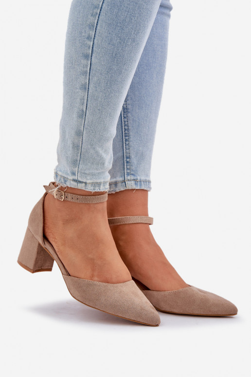 Suede schoenen met hakken beige Promise