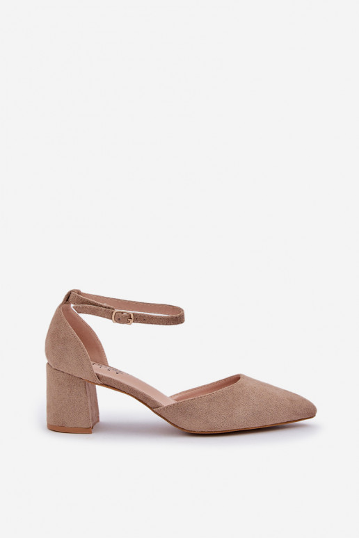 Suede schoenen met hakken beige Promise