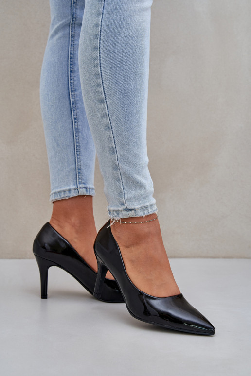 hochhackige Schuhe Z mit Lackeffektj Eko Skóry schZuarze Farbe Sanalitia hochhackige Schuhe Z mit Lackeffektj Eko Skóry schZuarze Farbe Sanalitia