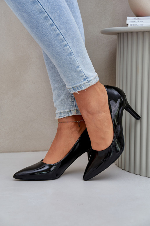 hochhackige Schuhe Z mit Lackeffektj Eko Skóry schZuarze Farbe Sanalitia hochhackige Schuhe Z mit Lackeffektj Eko Skóry schZuarze Farbe Sanalitia