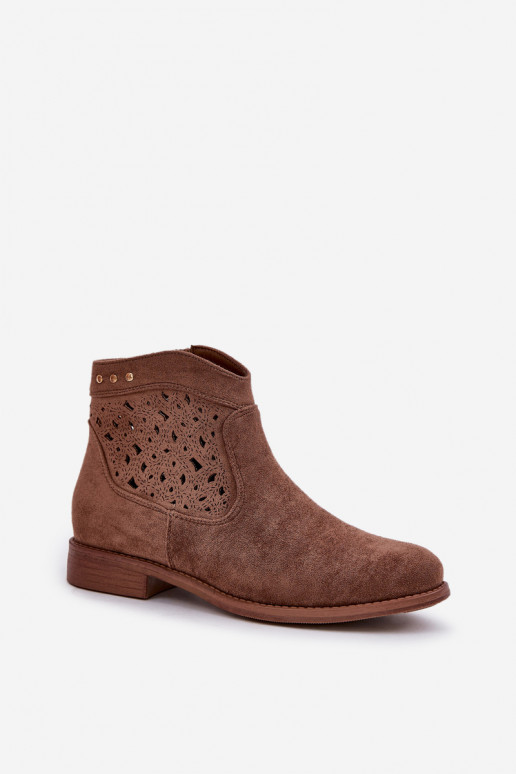 Durchbrochene Stiefel Feminin mit breiten Absätzen S.Barski HY51-113 braune Farbe Durchbrochene Stiefel Feminin mit breiten Absätzen S.Barski HY51-113 braune Farbe