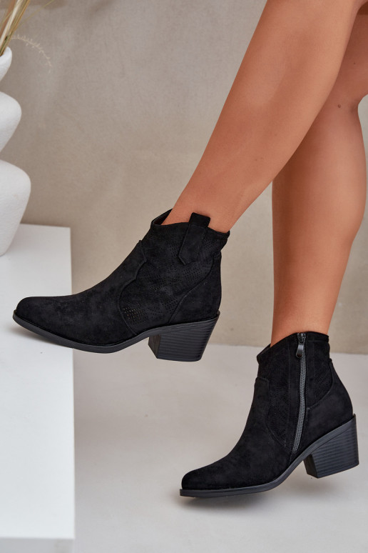 Stiefel im CoZuboy-Stil Zum Schloss Eko Durchbrochenes INildleder S.Barski HY51-061 schZuarze Farbe Stiefel im CoZuboy-Stil Zum Schloss Eko Durchbrochenes INildleder S.Barski HY51-061 schZuarze Farbe