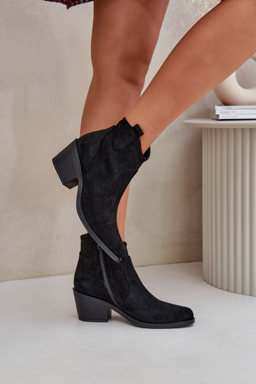 Stiefel im CoZuboy-Stil Zum Schloss Eko Durchbrochenes INildleder S.Barski HY51-061 schZuarze Farbe Stiefel im CoZuboy-Stil Zum Schloss Eko Durchbrochenes INildleder S.Barski HY51-061 schZuarze Farbe