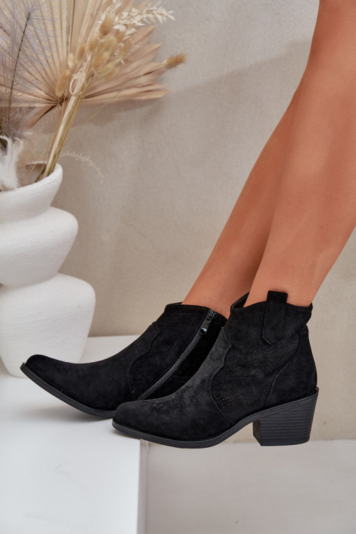 bottes style coÀboy Au Château Eko Daim ajouré S.Barski HY51-061 couleur noire