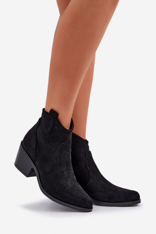 bottes style coÀboy Au Château Eko Daim ajouré S.Barski HY51-061 couleur noire