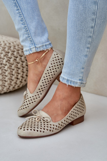 Ballerines ajourées avec des rubans Eko Peau couleur dorée Relabra