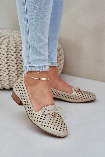 Ballerines ajourées avec des rubans Eko Peau couleur dorée Relabra 2