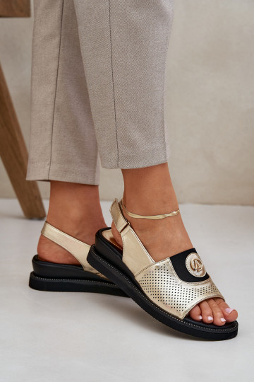 Sandales pour femmes avec une plateforme couleur dorée Isnnoria 2