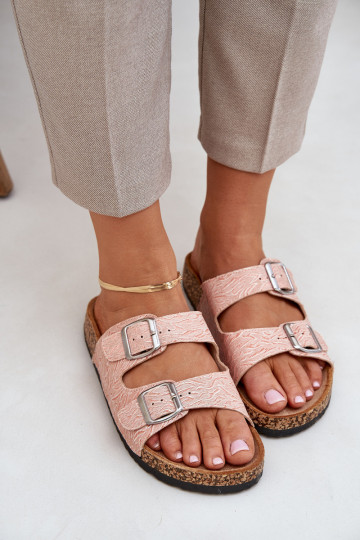 materiaal Slippers Op een kurkzool met gespen roze Atera