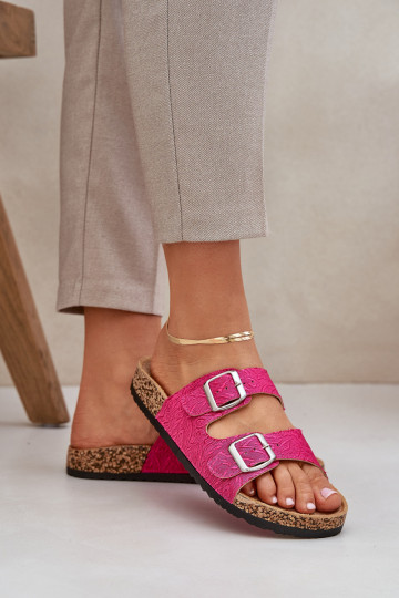materiaal Slippers Op een kurkzool met gespen roze Atera 2