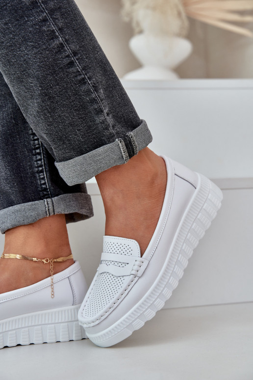 Peau Mocassins plateforme femme I Koturnie couleur blanche Elanindel Peau Mocassins plateforme femme I Koturnie couleur blanche Elanindel