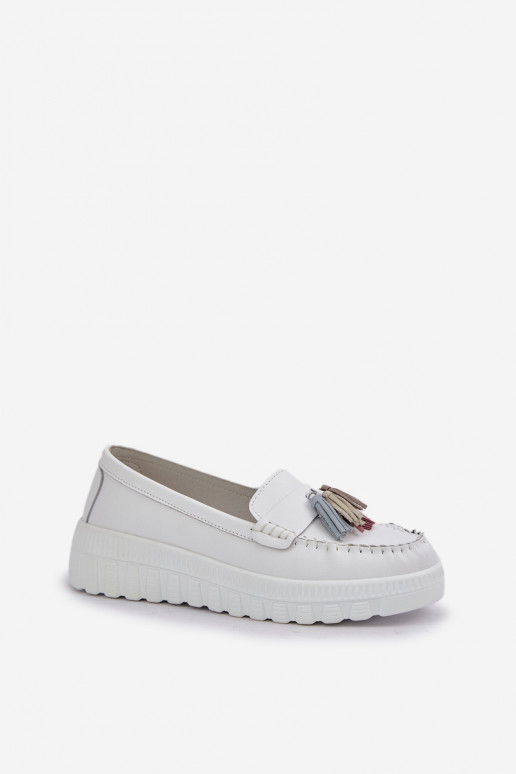 Leer dames mocassins met kInastjes met platform I Koturnie Initte kleur Eleazetta Leer dames mocassins met kInastjes met platform I Koturnie Initte kleur Eleazetta