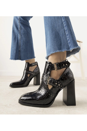 Bottines noires ajourées à...