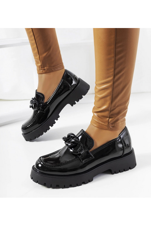 Chaussures en cuir verni noir à...