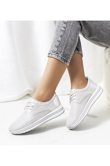 Sølv Serra læder sneakers