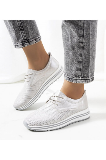 Sølv Serra læder sneakers 2