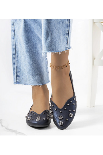 Marineblaue Ballerinas mit...