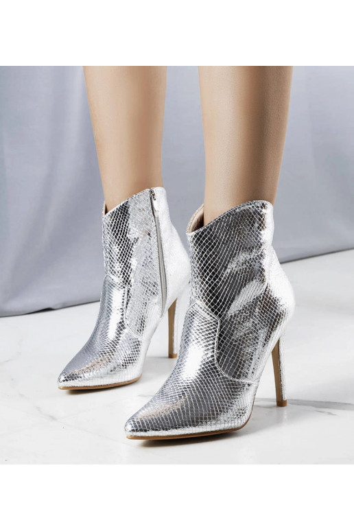 Bottines argentées brillantes à talon...
