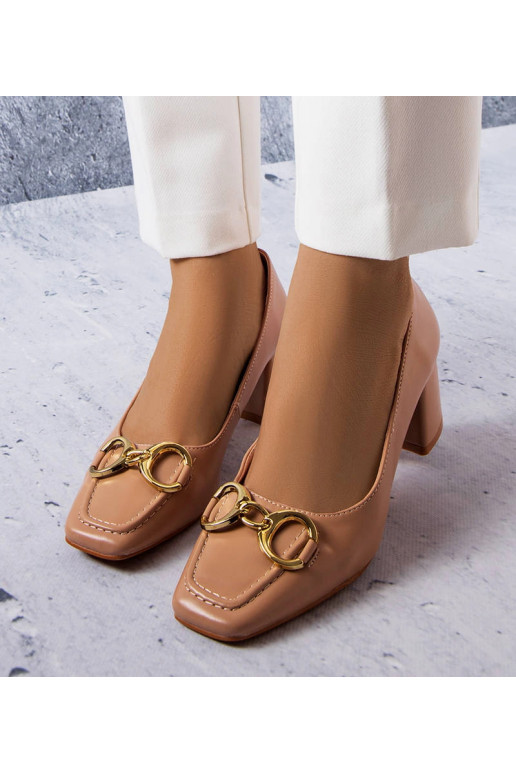 Escarpins à bout carré beiges Neufville