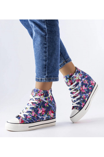Baskets compensées fleuries...