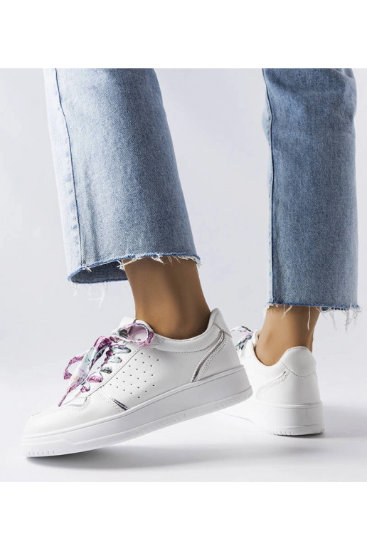 Baskets blanches nouées avec ruban Pryor