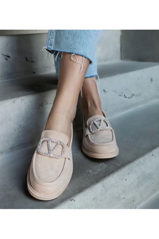 Mocassins beiges ornés de strass Colette