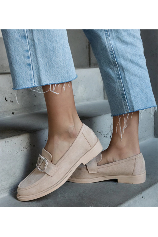 Beige Mokassins mit Strasssteinen...