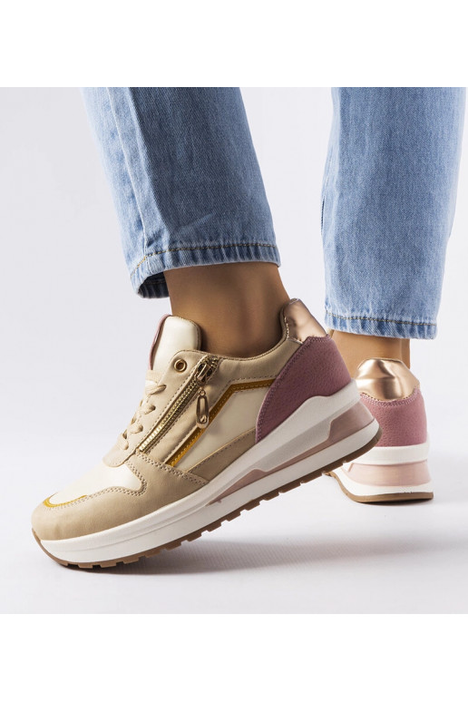 Delid beige og pink sportssneakers