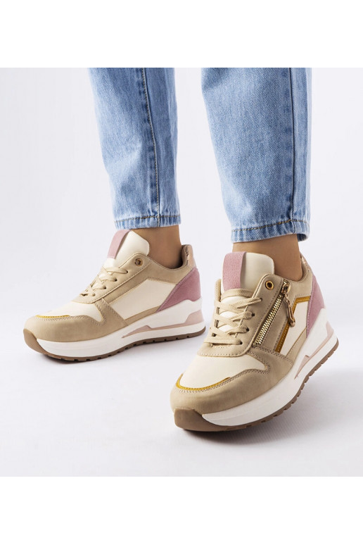 Delid beige og pink sportssneakers