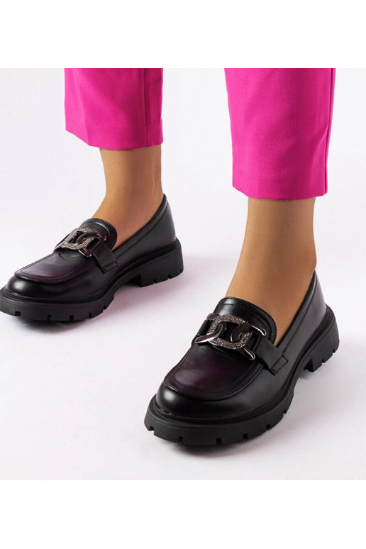 Sorte elegante loafers med zirkoner...