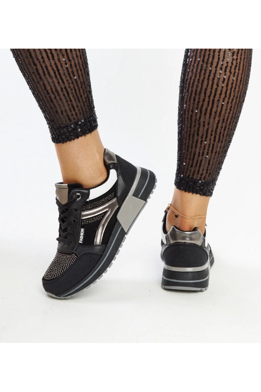 Sorte platform sneakers med zirkoner...