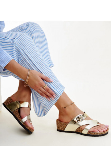 Donata Gold Metallic Wedge...