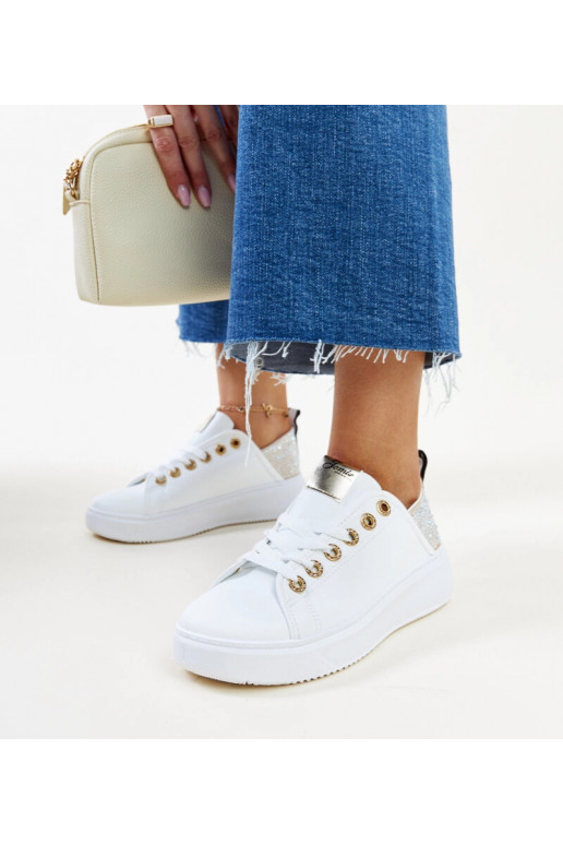 Hvide og beige sneakers med zirkoner...