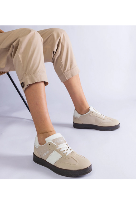 Beige platform sneakers med syninger...