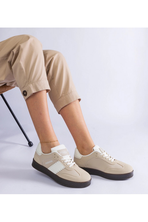 Beige Plateau-Sneaker mit Nähten Puente