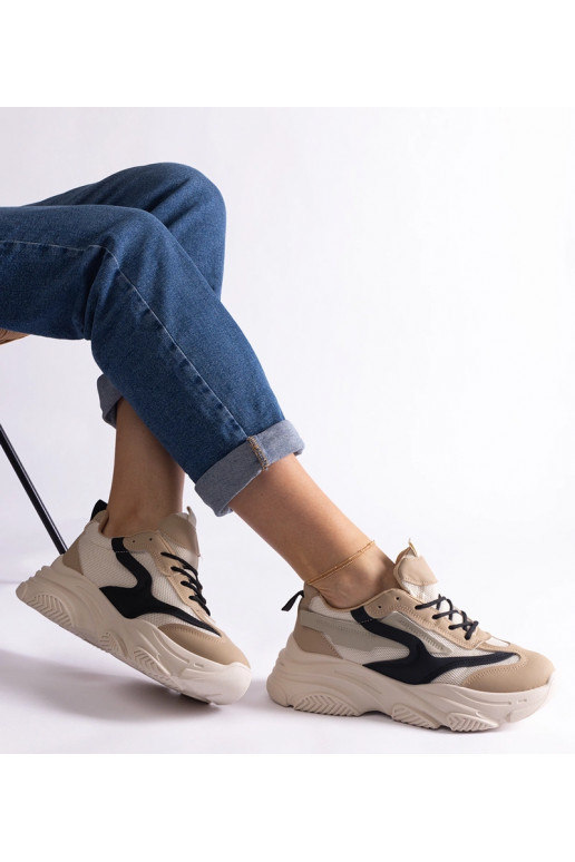 Beige und schwarze Damen-Sneaker Milenka