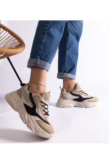 Baskets femme beige et noir... 2