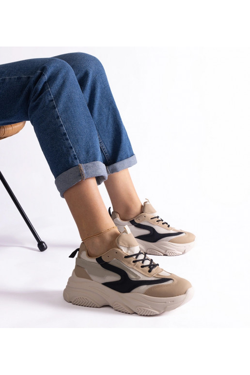 Beige und schwarze Damen-Sneaker Milenka