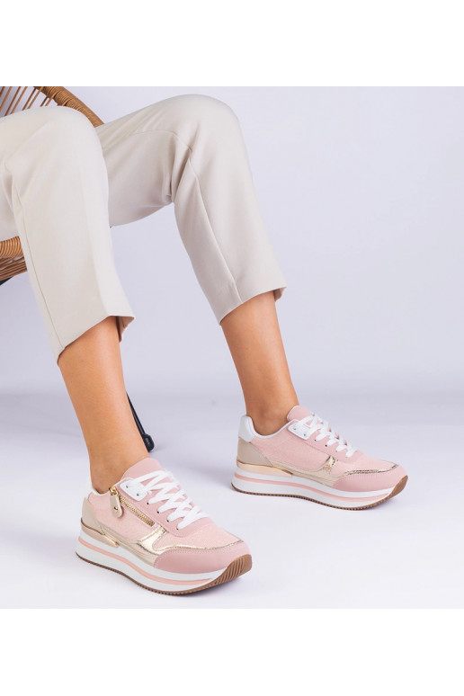Rosa Sport-Sneaker auf Plateau mit...