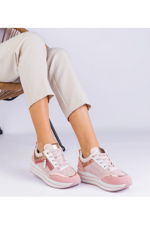 Rosa Plateau-Sportsneaker mit Glitzer...