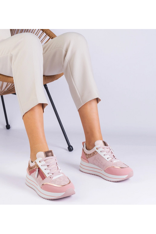 Rosa Plateau-Sportsneaker mit Glitzer...