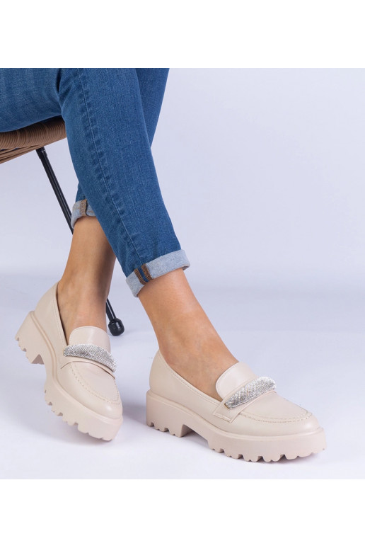 Beige dame loafers dekoreret med...