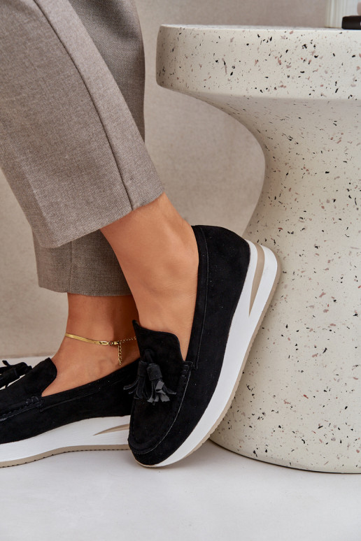 Mocassins Activé Subtilm Koturnie en daim écologiqueoÀe couleur noire Challavia