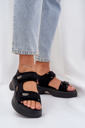 Sandales légères avec une plateforme couleur noire Deniffia 2